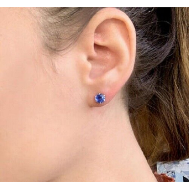 Round Yellow and White Gold Tanzanite Stud Earrings (2-Pair)