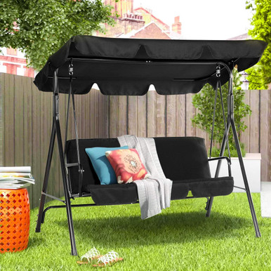 Photos - Canopy Swing AECOJOY 3-Person Adjustable Canopy Porch Swing 19001BK-UG01
