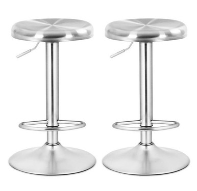 Photos - Chair Costway Brushed Stainless Steel Swivel Bar Stools  2*HW58848 (Set of 2)