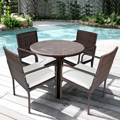 Photos - Chair Costway Goplus® Cushioned Outdoor Patio Rattan Dining   OP (Set of 4)