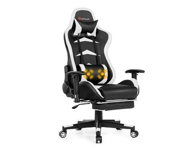 Photos - Computer Chair Goplus Reclining Swivel Massage Office/Gaming Chair with Footrest - Red HW