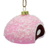 Pink Snowball Cake Glass Ornament Side
