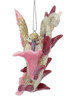 Feeding Hummingbird on Flower Ornament Gold Front