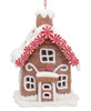 White Frosting with Mints Gingerbread House Ornament  Chimney front