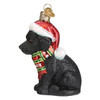 Holiday Black Labrador Puppy Glass Ornament left side