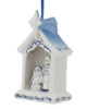 Delft Styled Blue White Nativity Ornaments Angel Left Side Front