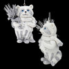 Whimsical White Silver Wildlife Ornaments Raccoon Front Side