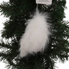 White Fluffy Feathers Sisal Eyes Owl Ornament Facing Right Back