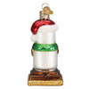 Smore Snowman Glass Ornament Back