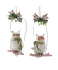 Set of 2 Swinging Owl with Scarf Ornament