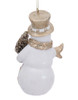 Gold and White Merry Snowman Ornament Gold Mittens Back