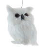 Set of 4 Furry Winter White Wlidlife Ornaments Owl