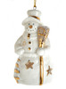 White with Gold Pattern Snowman Porcelain Ornament Broom