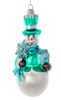 Shiny Turquoise and White Snowman Ornament Snowflake