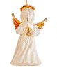 White, Gold Angel with Music Instrument Ornament Horn