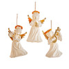 Set of 3 White, Gold Angel with Music Instrument Ornament