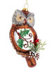 Brown Forest Owl with Scene Glass Ornament Leaf