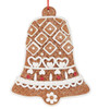 White Icing Bell Gingerbread Cookie Ornament Hearts