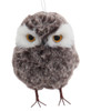 Fuzzy Grey Round Baby Owl Ornament Facing Front Front