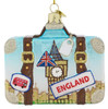 Europe Travel England Suitcase Glass Ornament