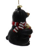 Cute Black Bear With Gift Glass Ornament Right Side