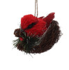 Twig Bird Nest with Bristly Cardinal Ornament Side