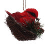 Twig Bird Nest with Bristly Cardinal, Blue Jay Ornaments Cardinal Side