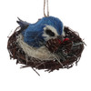 Twig Bird Nest with Bristly Cardinal, Blue Jay Ornaments Blue Jay Side Front