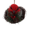 Twig Bird Nest with Bristly Cardinal, Blue Jay Ornaments Cardinal Top