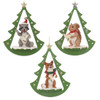 Set of 3 German Styling Woodland Caroling Animal Ornaments