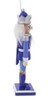 Indigo Blue and White Nutcracker Soldier Wood Ornament Crown Side