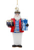 Nautical Sea Captain Santa with Gifts Glass Ornament