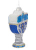 Noble Blue and Silver Hanukkah Lights Menorah Glass Ornament Right Side