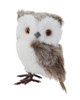 Fluff and Feathers Brown and Gray Owl with Legs Figurine Facing Left