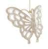 Glittered Platinum Glitter Butterfly Ornament Mostly Silver Side