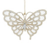 Glittered Platinum Glitter Butterfly Ornament Mostly Silver Front