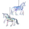 Clear with Lavender and Blue Iridescent Unicorn Ornament