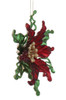 Artistic Red Poinsettia Ornament Red Green Side