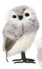 Furry Feathered Winter Grey Owl Figurine Facing Right