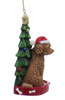 Set of 2 - Cream and Red Labradoodle with Christmas Tree Ornaments Red Right Side