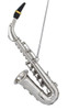 Mini Alto Saxophone Ornament - Silver Metal Side