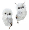 Plush, Fluffy, Feathered White with Silver Owl Ornament