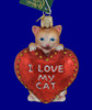 I Love My Cat Glass Ornament 30051 Old World Christmas blue background