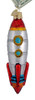 Toy Rocket Ship Glass Ornament