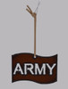 Rustic Cut Steel Army Flag Ornament white background