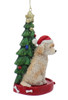 Cream - Apricot Labradoodle with Christmas Tree Ornament Right Side