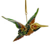 Cloisonne Hummingbird Ornament Flying Green Amber Large angle