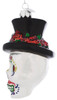 Top Hat Decorated Skull Glass Ornament pink eyes left side