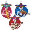 Mariachi Skeleton Disk Glass Ornament