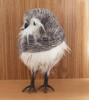 Fluffy Gray Textured Owl Figurine with feathers - Large Right Side